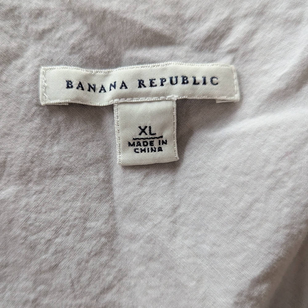 Banana Republic XL Cream Beige Ruffle Blouse Sleeveless 100% Cotton Romantic Top - Picture 10 of 11